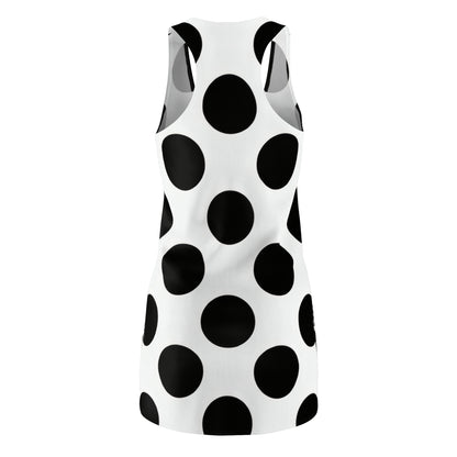 Polka Dot Racerback Dress – Black & White AOP Sleeveless Dress