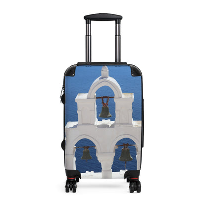 Luxury Santorini Oia Suitcase - Ghost City Edition - Triple Bell Tower Photography - Exclusive Greek Island Travel Bag