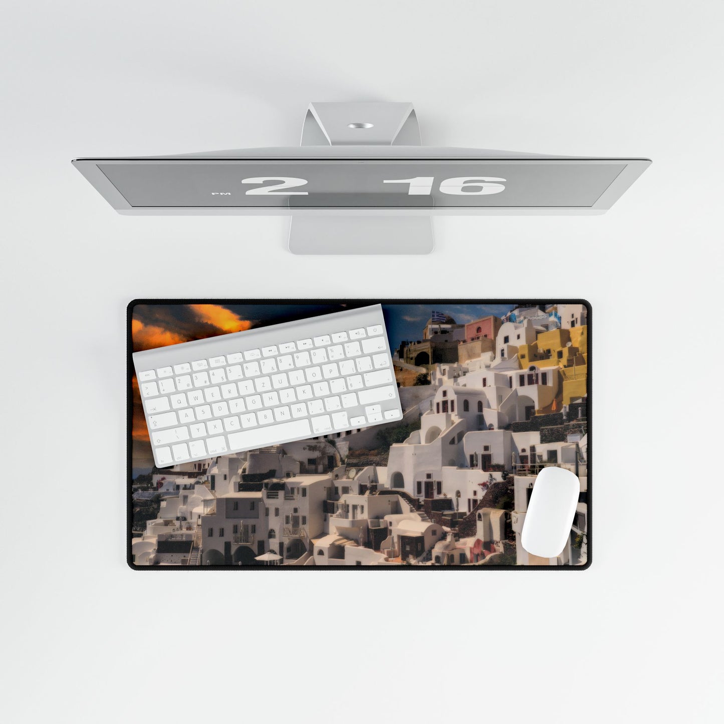 Santorini Sunset Mouse Pad, Oia Greece Desk Decor, Mediterranean Architecture Office Accessory