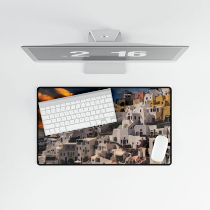 Santorini Sunset Mouse Pad, Oia Greece Desk Decor, Mediterranean Architecture Office Accessory