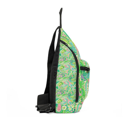 Green Paisley Sling Bag — Lightweight Floral Crossbody for Everyday Travel & Festivals