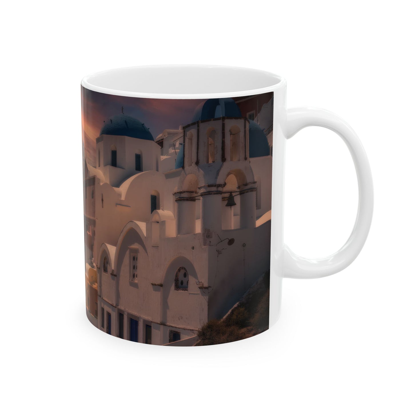 Santorini Sunset Mug, Oia Greece Blue Dome Coffee Cup, Dreamy Mediterranean Sky Decor, Greek Island Travel Gift