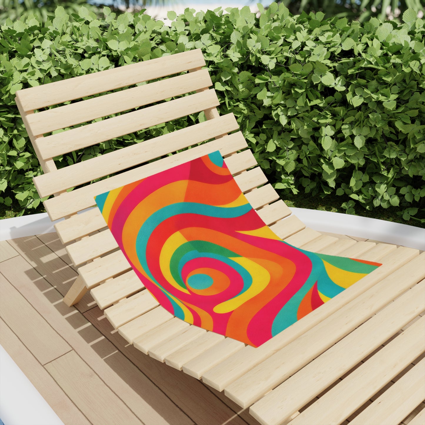 Psychedelic Swirl Beach Towel — Retro Rainbow Pool & Summer Towel