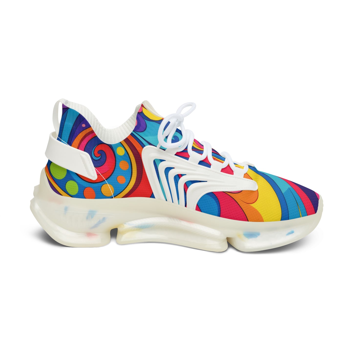 Women's Mesh Sneakers — Colorful Retro Rainbow Swirl Athletic Shoes