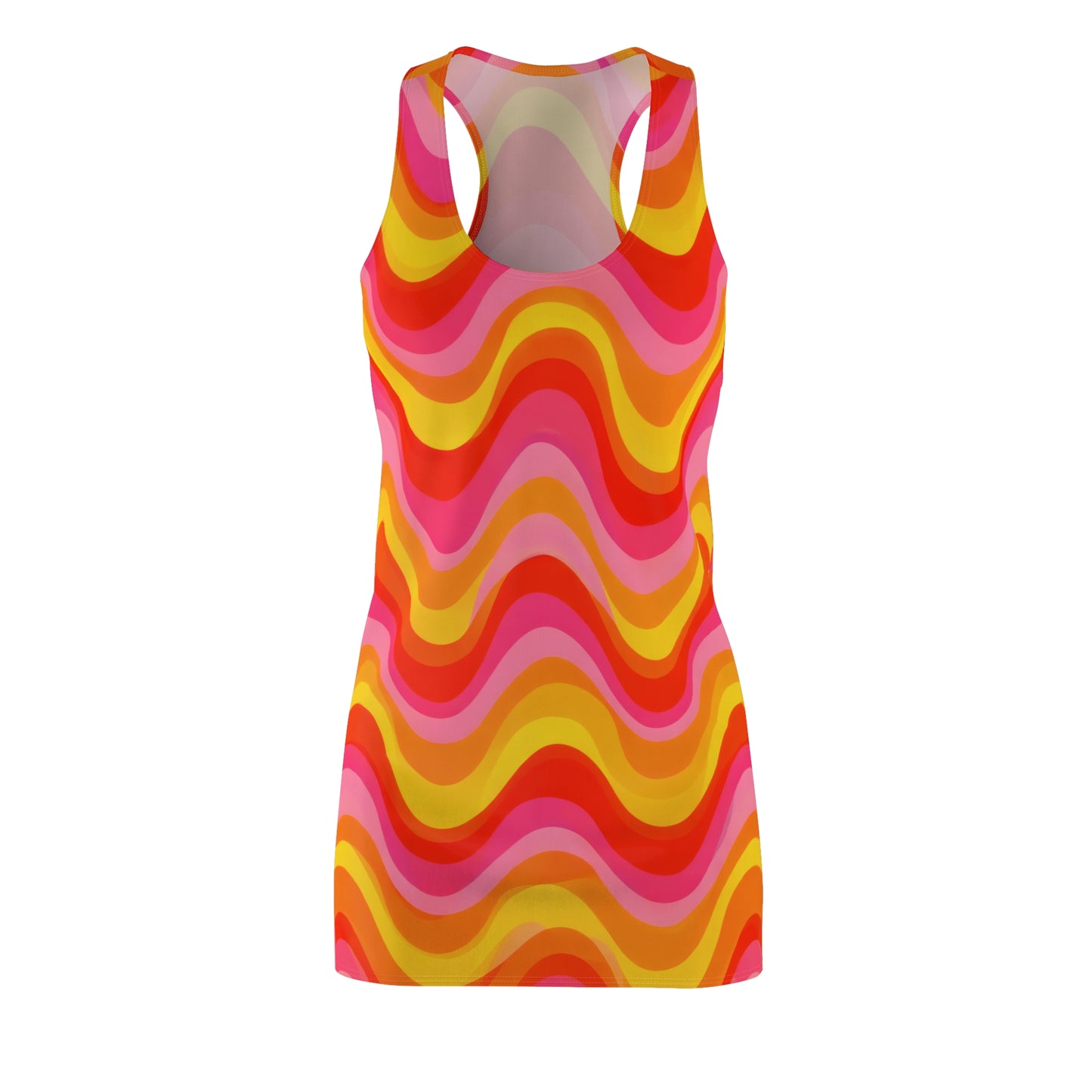 Retro Wave Racerback Dress — 70s Psychedelic Swirl AOP