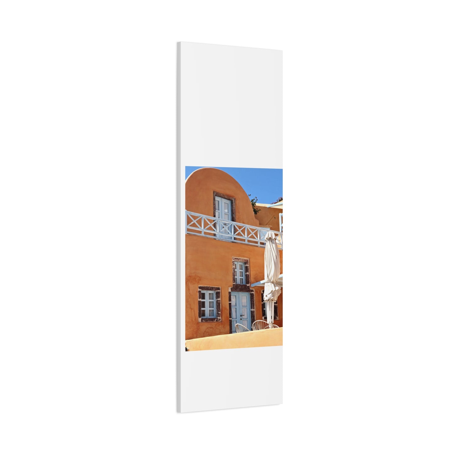 Oia Santorini Orange Facade Canvas — Mediterranean Terracotta Matte Wall Art