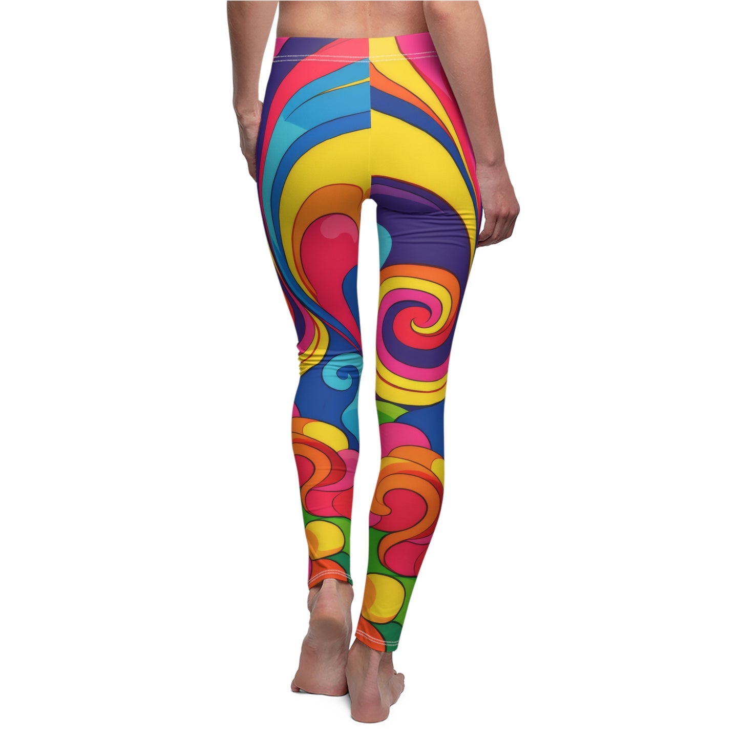 Psychedelic Retro Swirl Leggings — Colorful 60s-Inspired All-Over Print