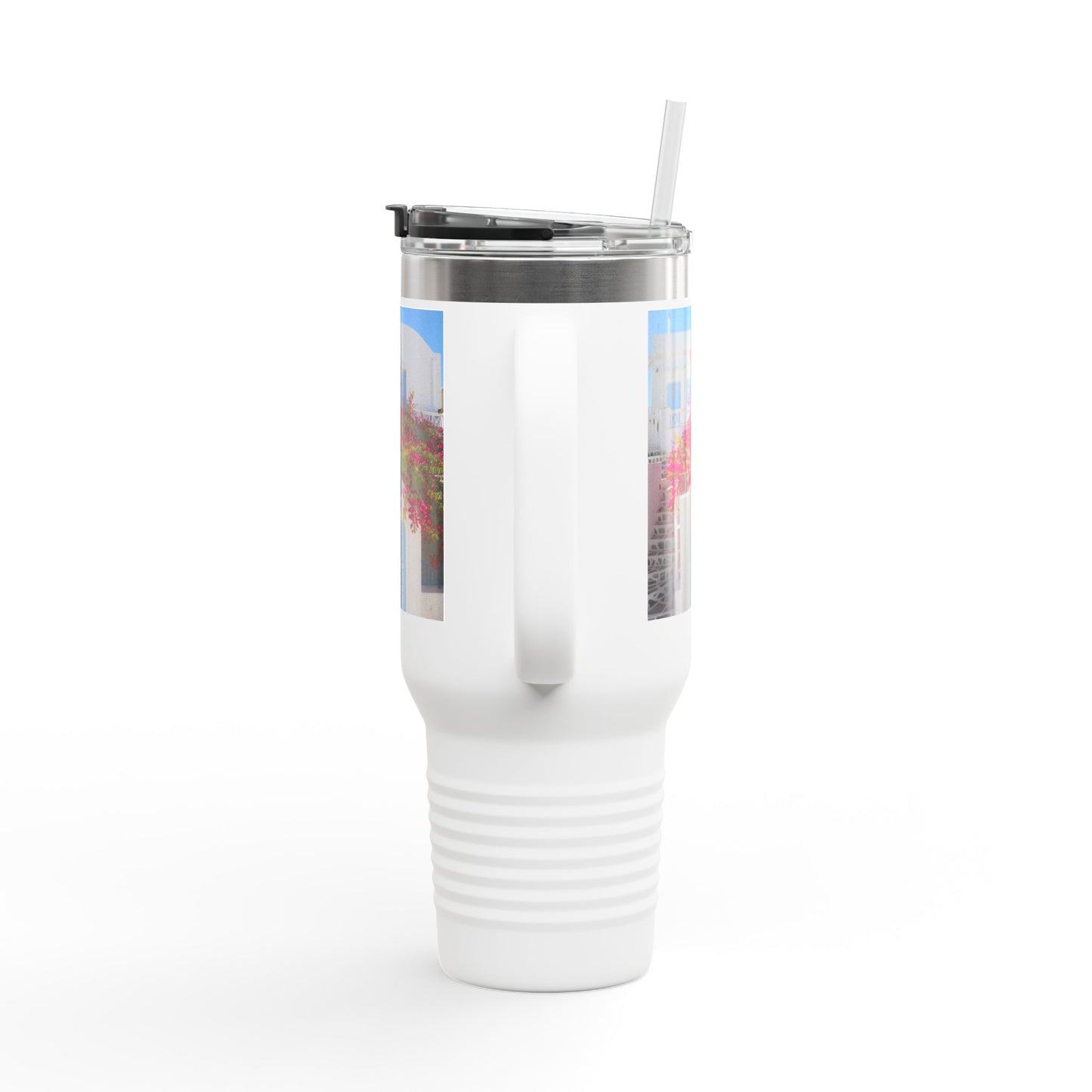Santorini Blue Door Photo Travel Mug 40oz Insulated Tumbler
