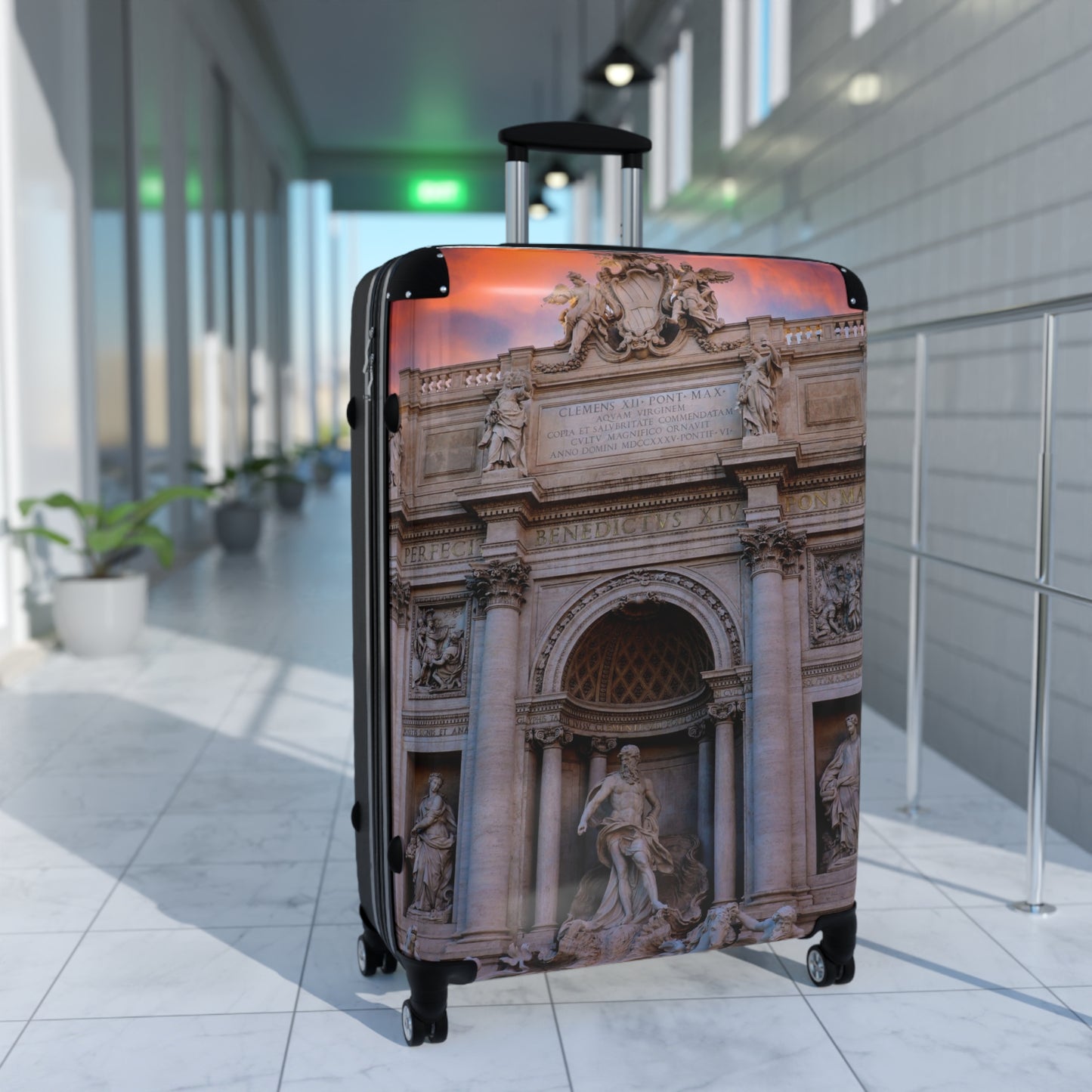 Trevi Fountain Illustration Suitcase | Rome Travel Landmark Luggage