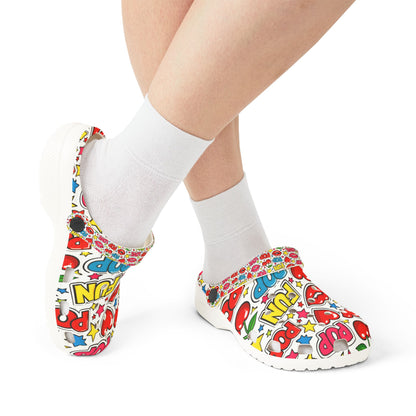 Pop Art Fun EVA Foam Clogs – Colorful Graphic Slip-On Shoes