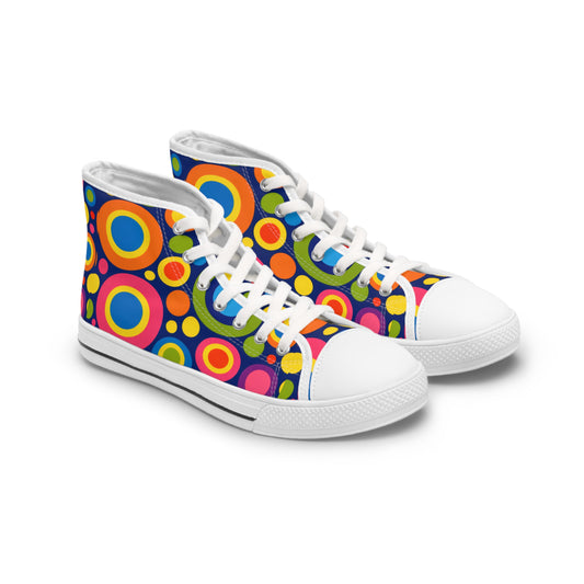 Retro Rainbow Circles Women's High Top Sneakers