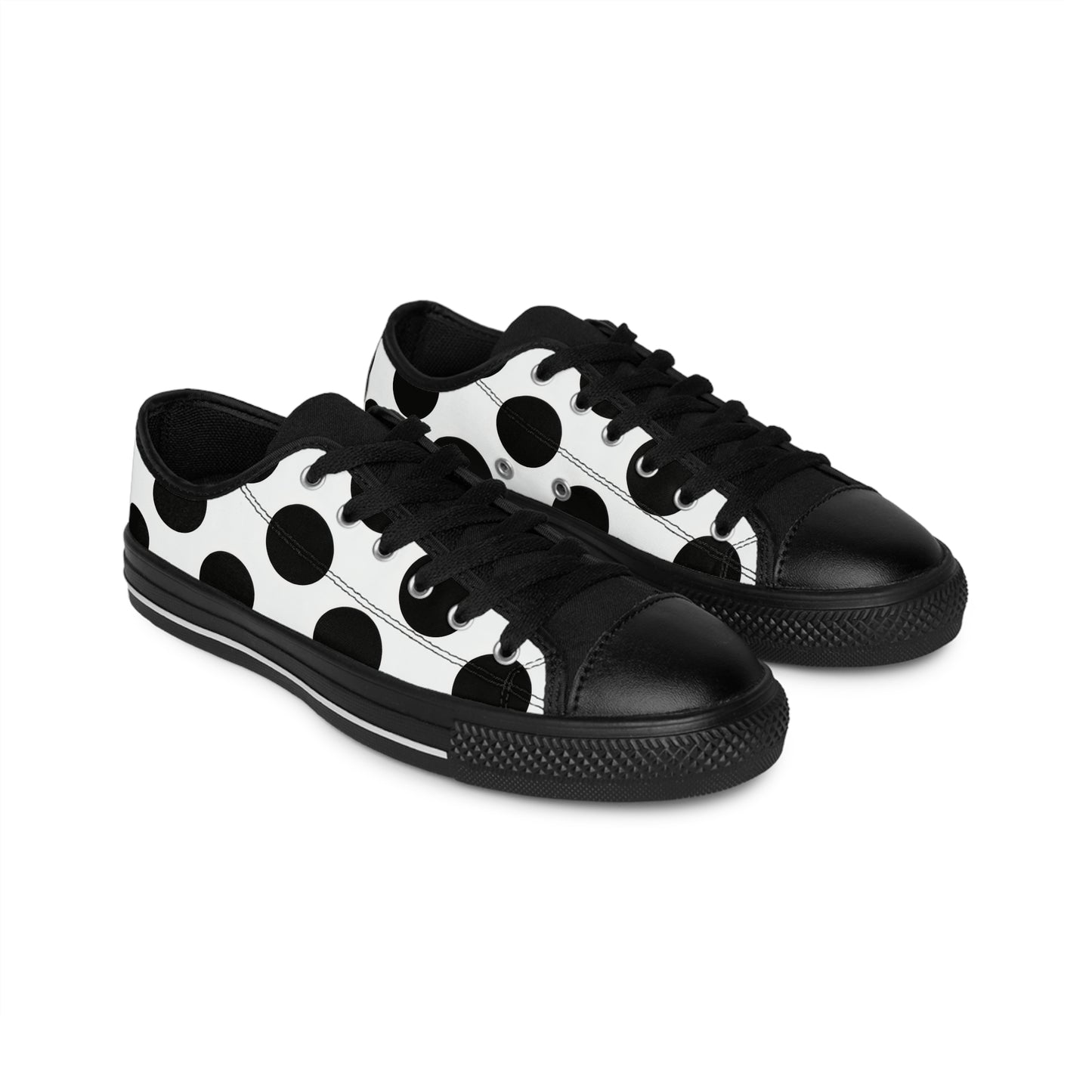 Polka Dot Canvas Sneakers — Black & White Retro Women's Shoes