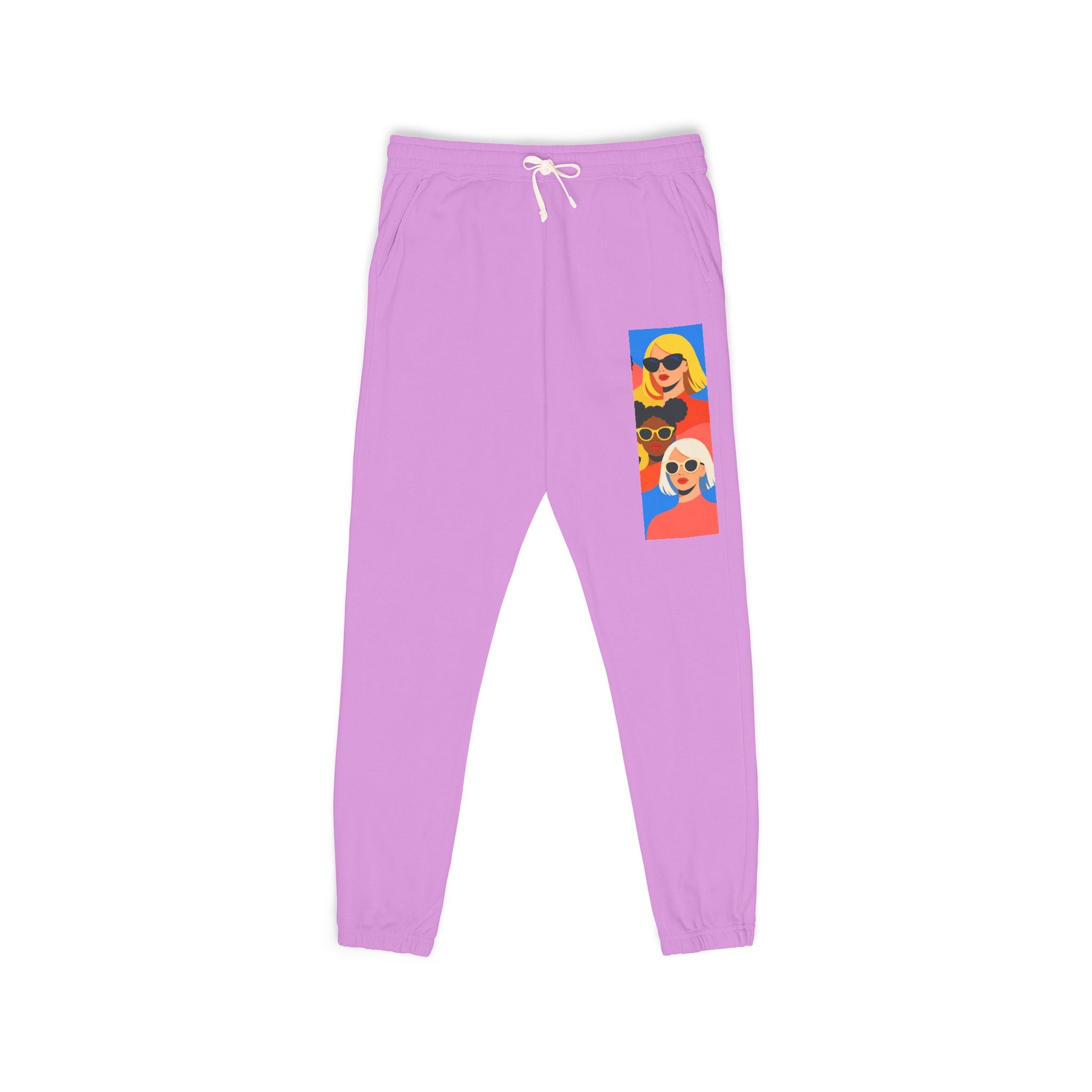 Colorful Retro Portrait Sweatpants — Vibrant Pop Art Side Print