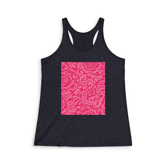 Pink Paisley Square Racerback Tank — Women's Floral Athletic Tank Top
