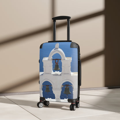 Luxury Santorini Oia Suitcase - Ghost City Edition - Triple Bell Tower Photography - Exclusive Greek Island Travel Bag