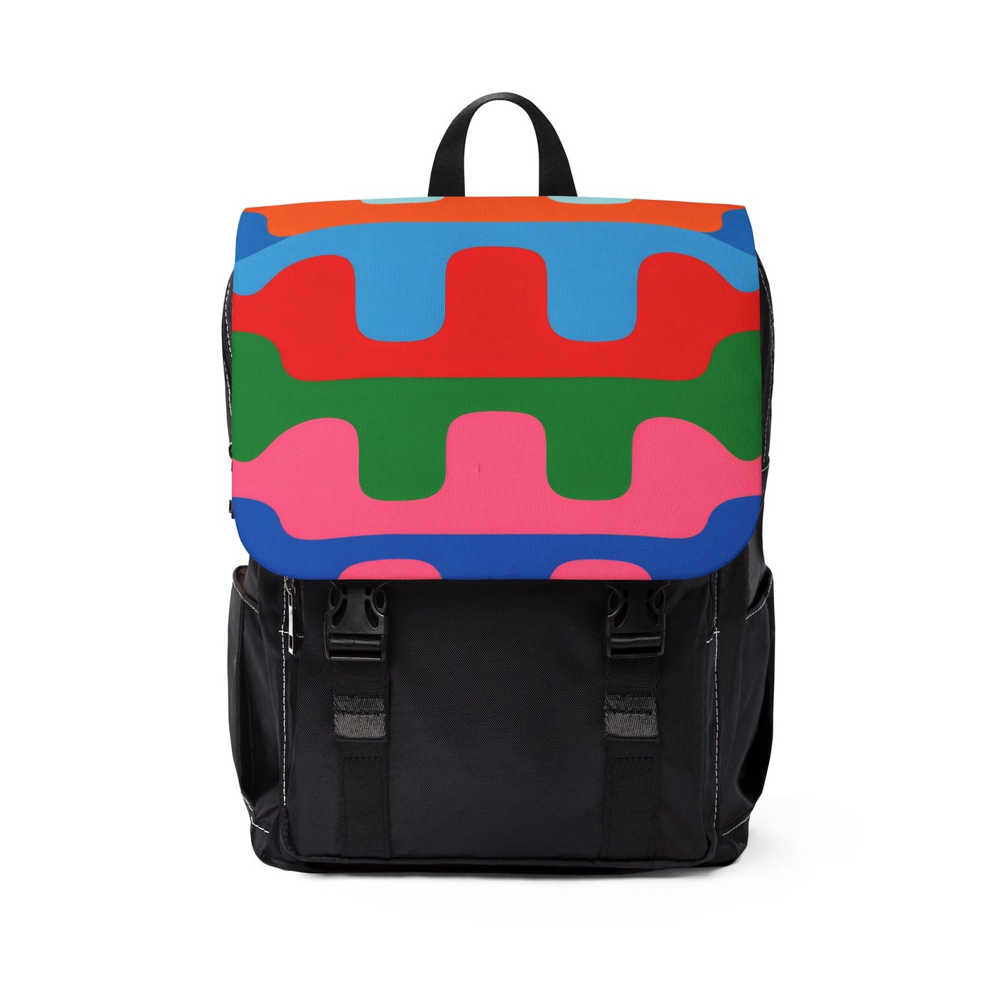Colorwave Pattern Backpack — Retro Geometric Shoulder Bag
