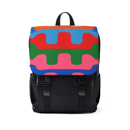 Colorwave Pattern Backpack — Retro Geometric Shoulder Bag