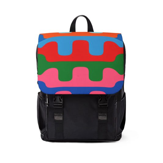 Colorwave Pattern Backpack — Retro Geometric Shoulder Bag
