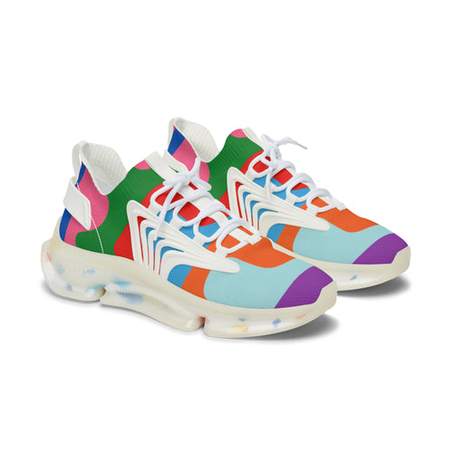 Colorful striped sneakers on a white background