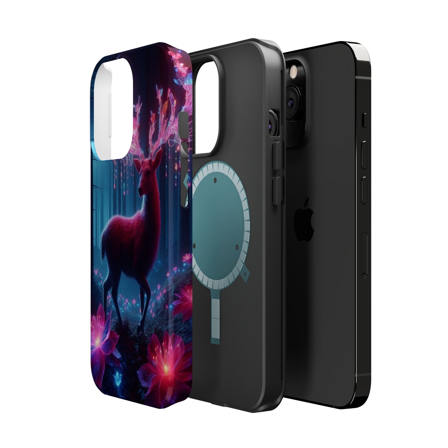 Magnetic Impact-Resistant Phone Case — Neon Fantasy Deer Forest Design