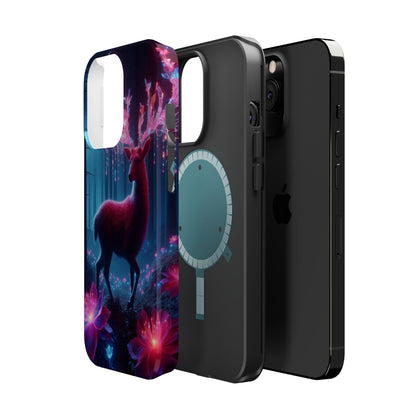 Magnetic Impact-Resistant Phone Case — Neon Fantasy Deer Forest Design