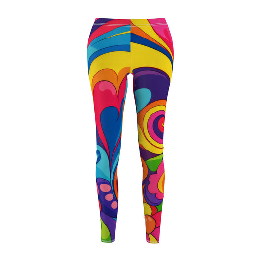 Psychedelic Retro Swirl Leggings — Colorful 60s-Inspired All-Over Print