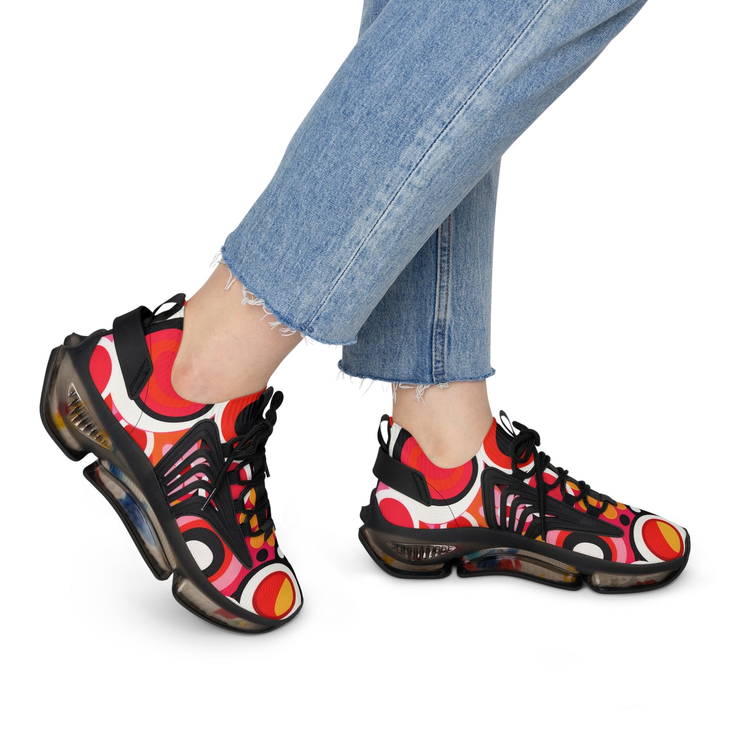Mesh Sneakers — Bold Retro Pop Dot Print Athletic Shoes