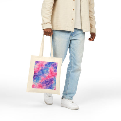 Tie-Dye Pink Blue Canvas Tote Bag — Colorful Festival Beach Market Bag