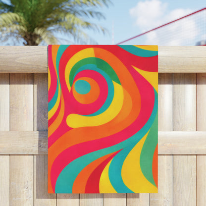 Psychedelic Swirl Beach Towel — Retro Rainbow Pool & Summer Towel