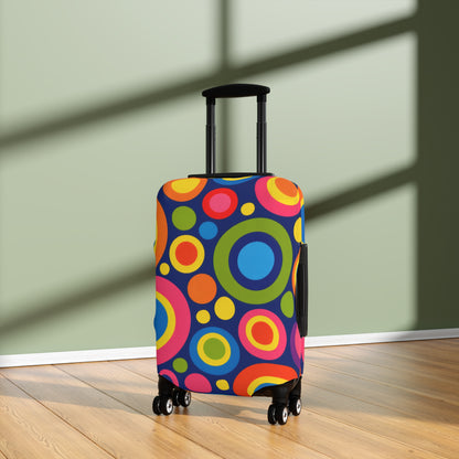 Colorful Retro Circles Luggage Cover — Bright Travel Suitcase Protector