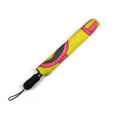 Foldable Umbrella — Bright Retro Peace & Hearts Pattern (Semi‑Automatic)