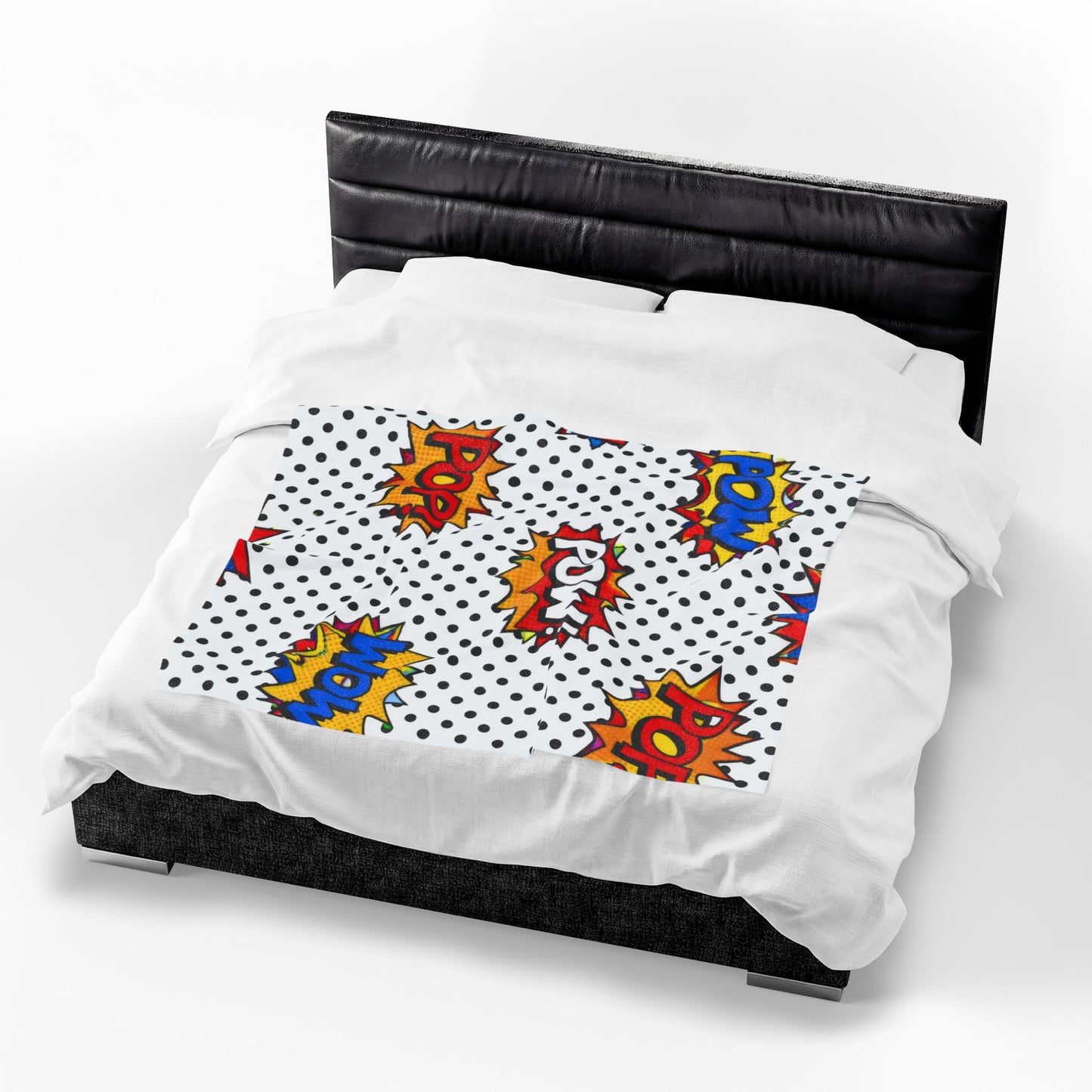 Comic Pop Art Velveteen Plush Blanket – "POP! WOW! POW!" Graphic Throw