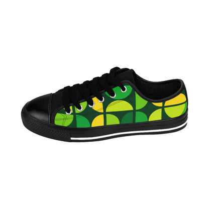 Geometric Green Leaf Pattern Women's Sneakers