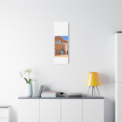 Oia Santorini Orange Facade Canvas — Mediterranean Terracotta Matte Wall Art