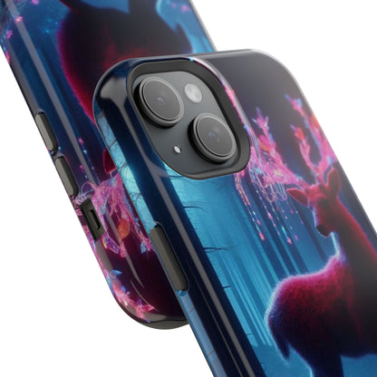 Magnetic Impact-Resistant Phone Case — Neon Fantasy Deer Forest Design