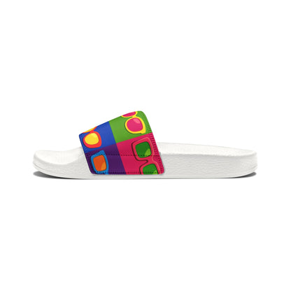 Colorful Mosaic Slide Sandals — Women's Removable-Striped Strap Slides