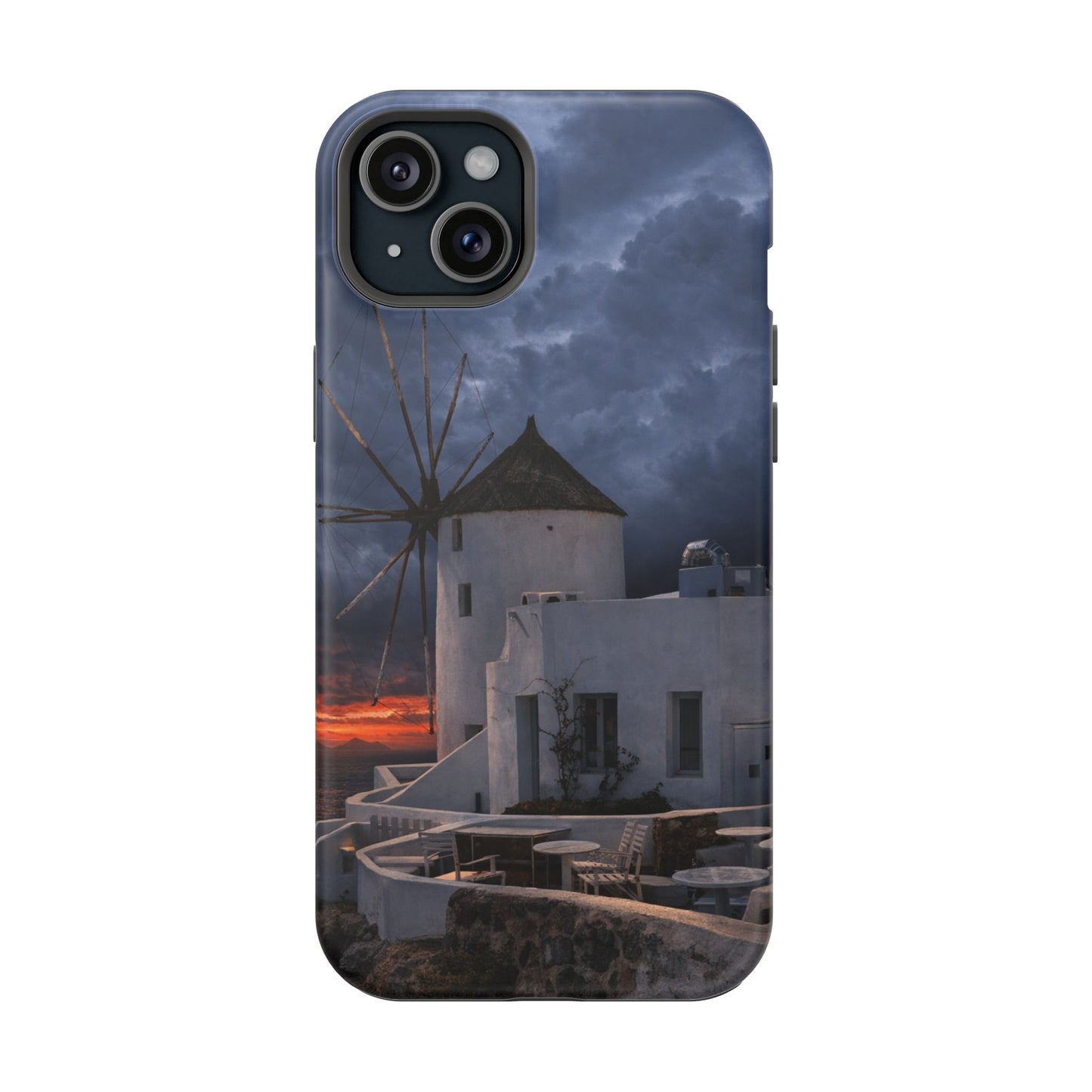 Santorini Windmill Sunset phone case | Magnetic impact-resistant case Greek Island Travel Gift
