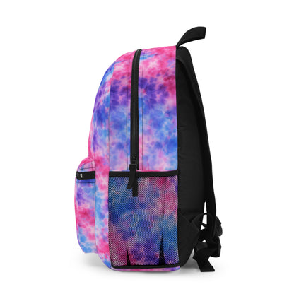 Tie-Dye Pastel Backpack — Pink & Blue Cloud Print School Bag
