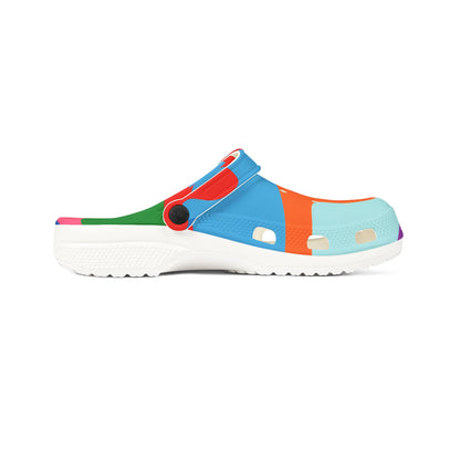 Colorful Abstract Drip EVA Clogs — Bright All-Over-Print Slip-On Shoes