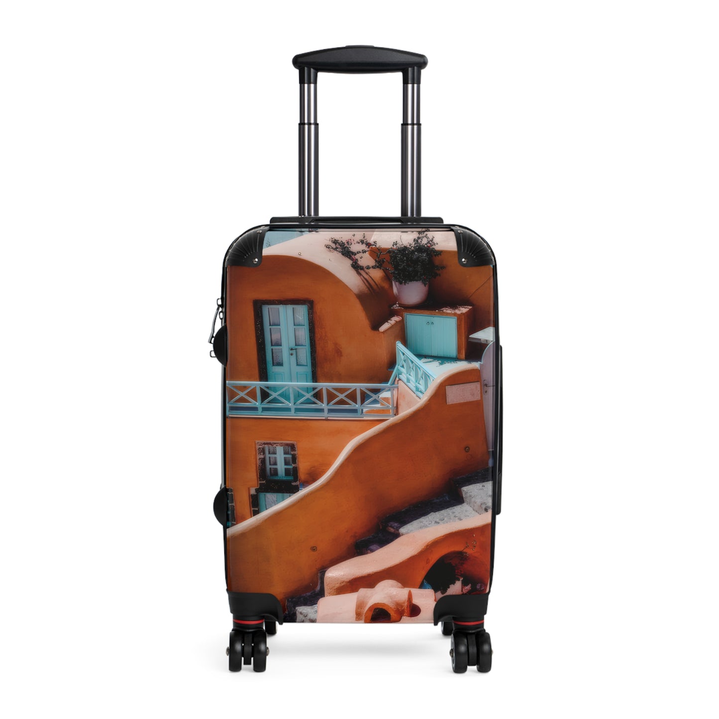 Santorini Orange Architecture Suitcase, Oia Greece Terracotta Travel Luggage, Mediterranean Vacation Bag, Unique Artist Design Cabin Bag