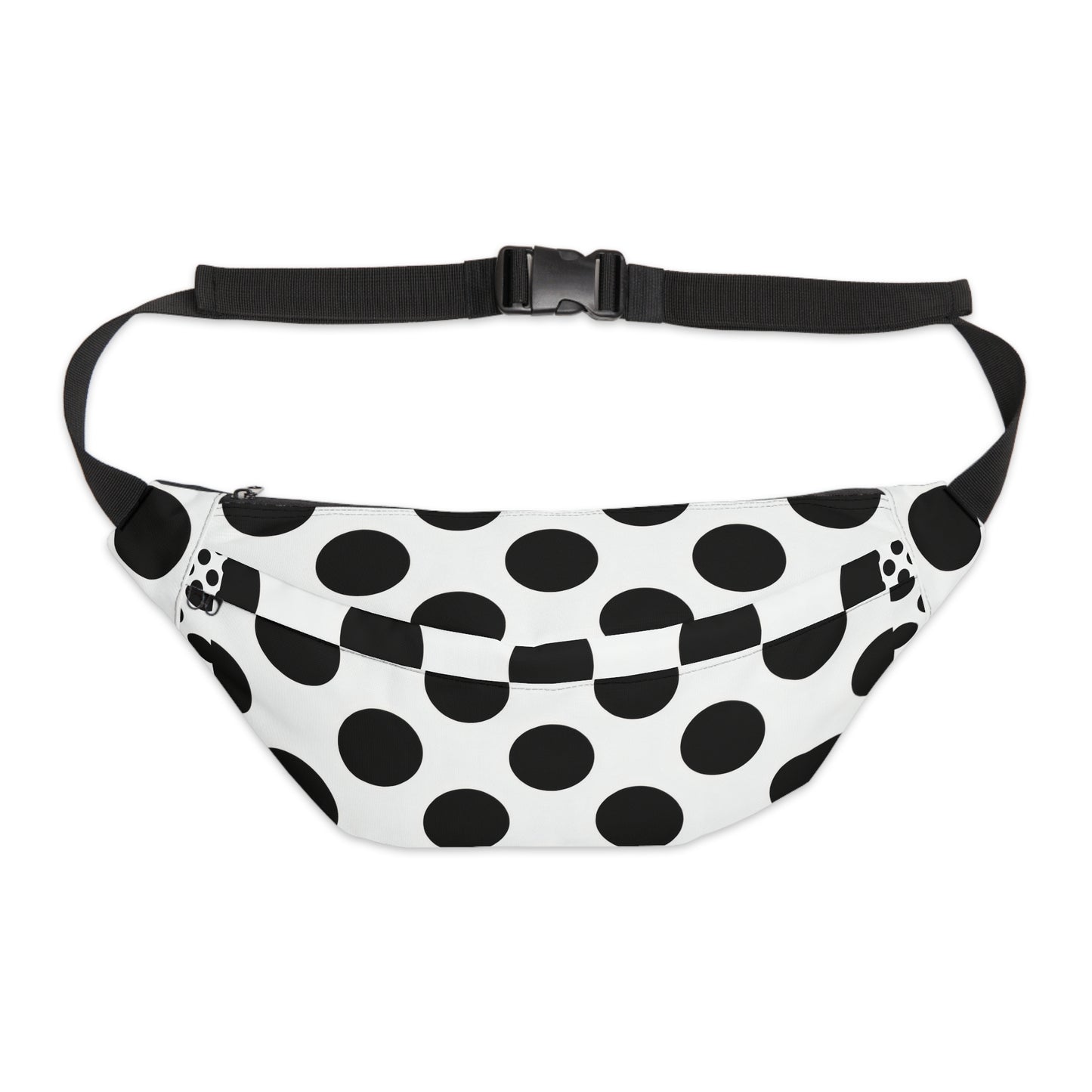 Polka Dot Large Fanny Pack — Retro Black & White Waist Bag