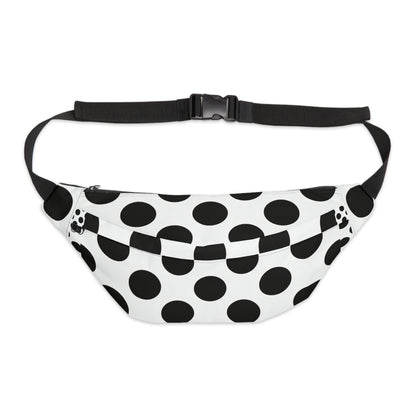 Polka Dot Large Fanny Pack — Retro Black & White Waist Bag