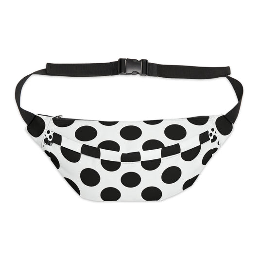 Polka Dot Large Fanny Pack — Retro Black & White Waist Bag