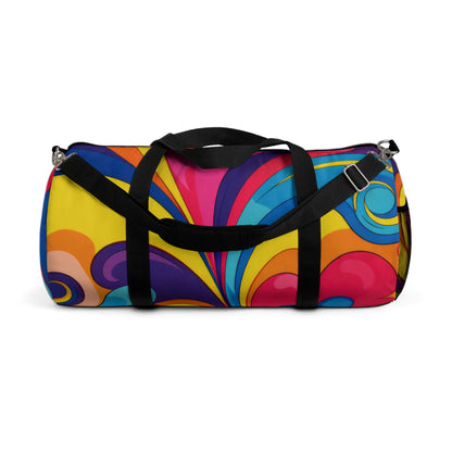 Psychedelic Floral Duffel Bag — Retro Swirl Travel Gym Bag