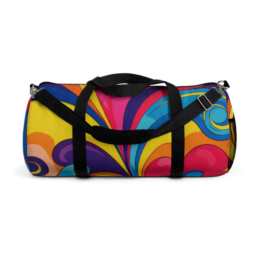 Psychedelic Floral Duffel Bag — Retro Swirl Travel Gym Bag
