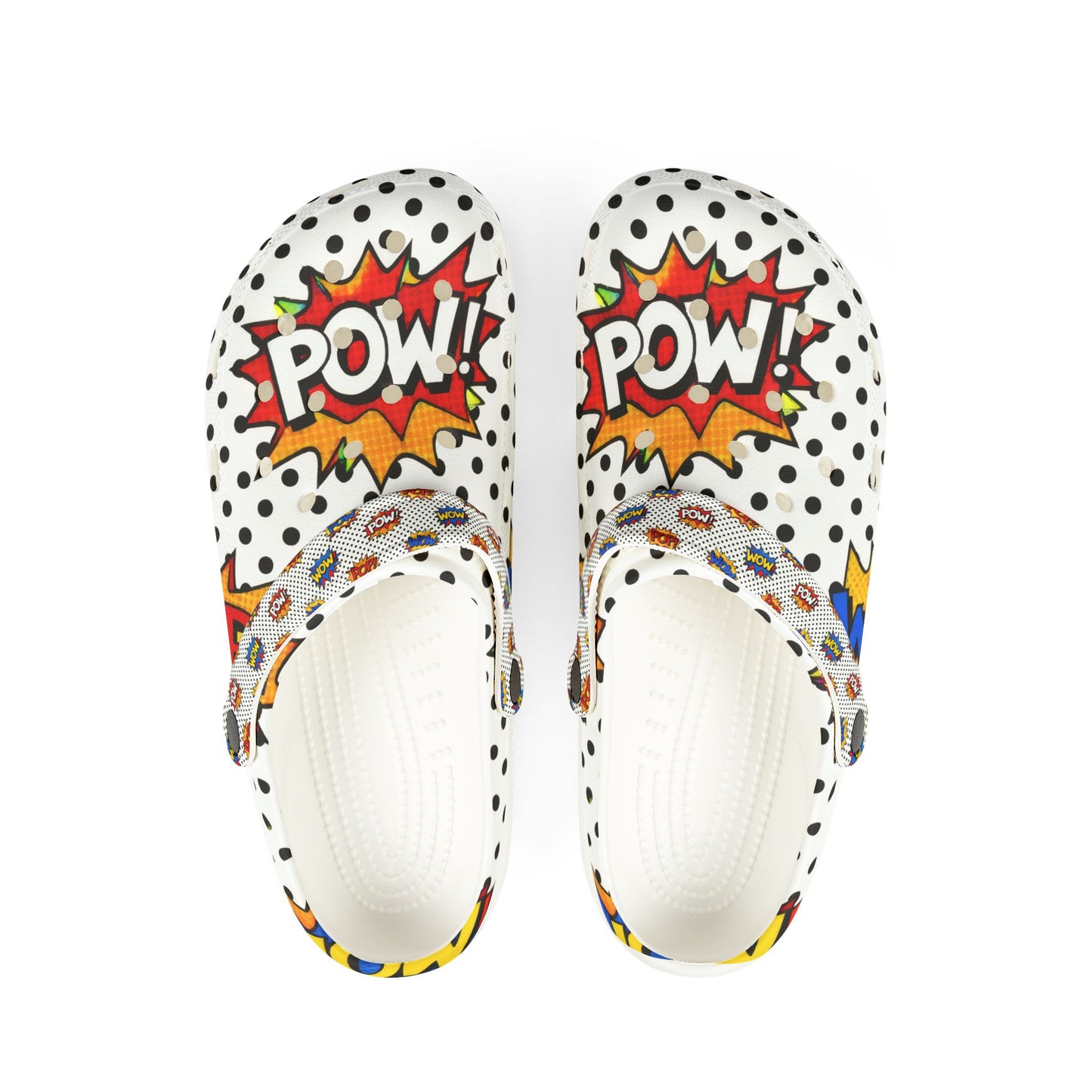 Comic Pop Art EVA Foam Clogs – "WOW" & "POW" Graphic Slip-On Shoes