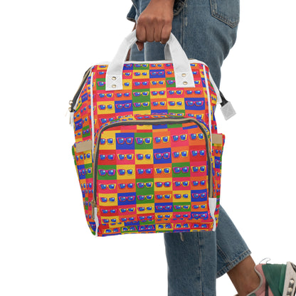 Colorful Sunglasses Pattern Diaper Backpack — Multifunctional Baby Travel Bag