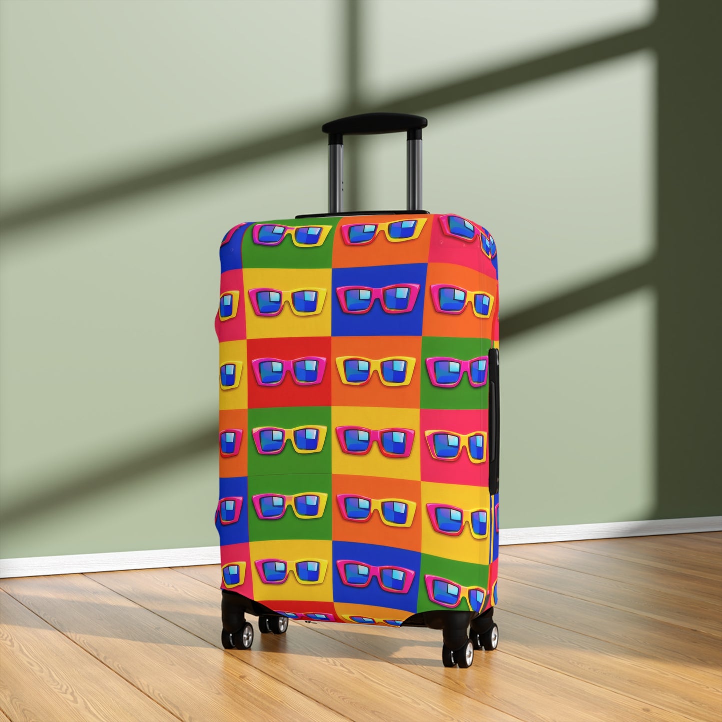 Bright Sunglasses Pattern Luggage Cover — Colorful Travel Suitcase Protector