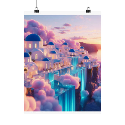 Dreamy Sunset Cloud City Matte Poster — Vertical Wall Art