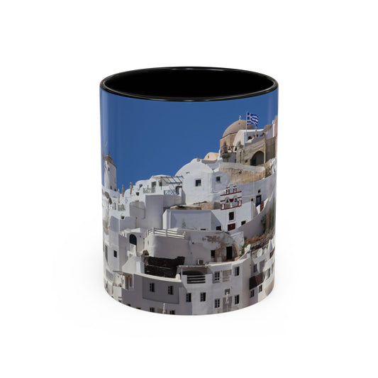 Santorini White Houses Coffee Mug | Greece Travel Scene Accent Mug